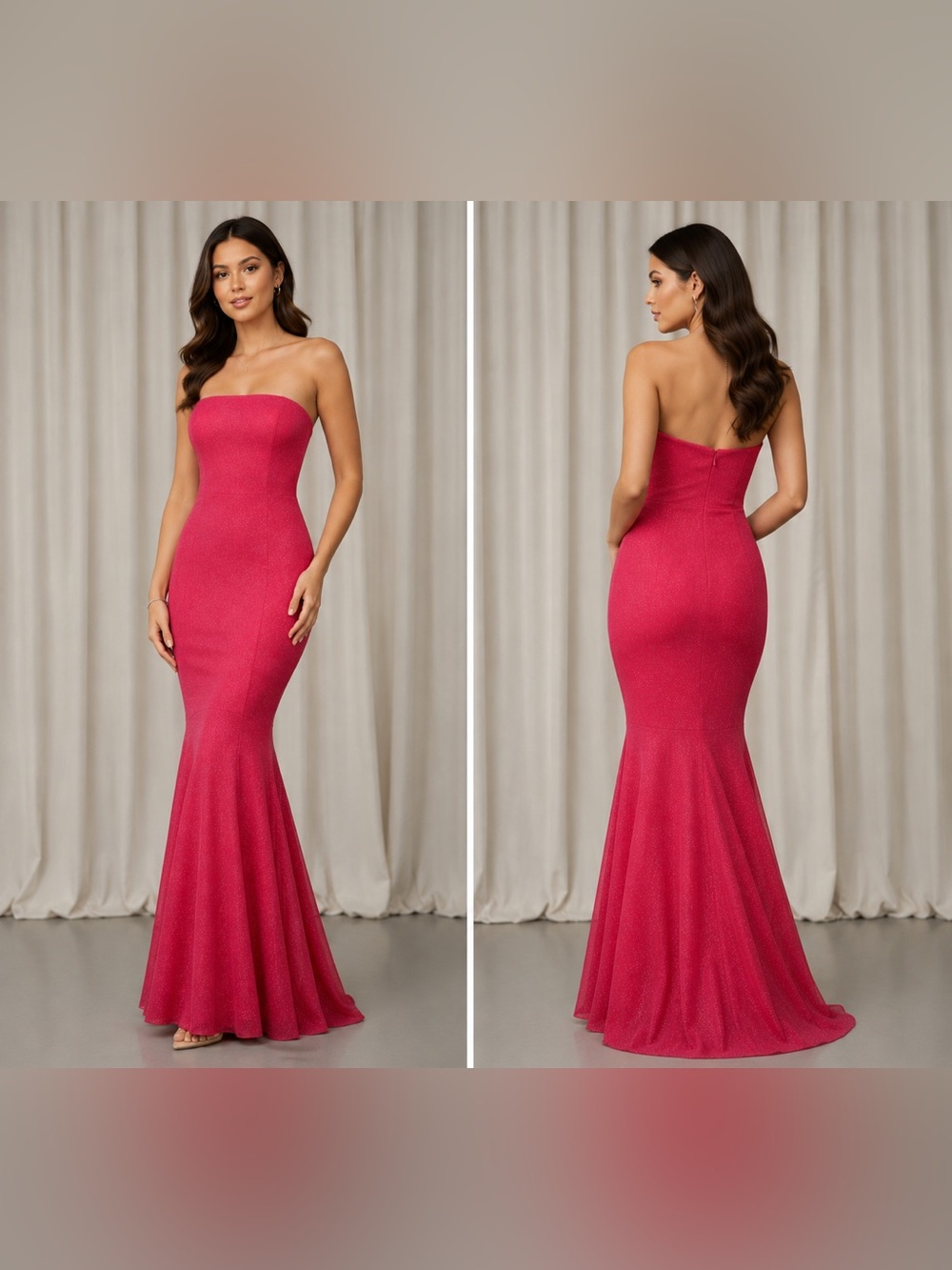 Jessica McClintock for Gunne Sax Strapless Mermaid Maxi Dress in Pink Size 5